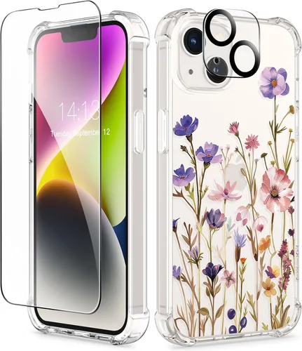 Vista 153 de GVIEWIN - Funda para iPhone 11 con protector de pantalla + protector de lente de cámara, cubierta protectora transparente suave de poliuretano