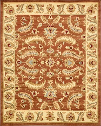 Vista 35 de Unique Loom - Colección Voyage - Alfombra redonda tradicional oriental, marrón, Polipropileno, Marrón/Azul Claro