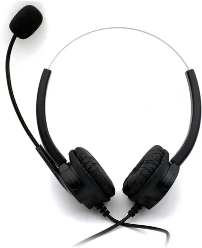 Vista 3 de Auriculares USB binaurales con cable para centro de llamadas manos libres con cancelación de ruido, con micrófono, cable con enchufe USB, control