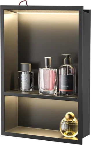 Vista 17 de Acero inoxidable cepillado 36" X 12" Niche de ducha Led Ningún