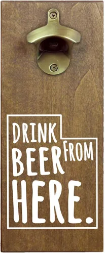 Vista 11 de Torched Drink Beer From Here - Abridor magnético de botellas de cerveza con receptor de tapa (Alabama) Abrebotellas montado en la pared imán