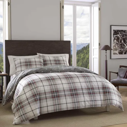 Vista 2 de Eddie Bauer - Juego de funda de edredón tamaño individual, juego de ropa de cama reversible con funda a juego, peso medio, artículos esenciales