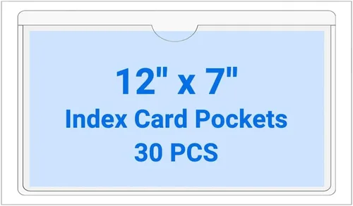 Vista 155 de 30 PCS Clear Self Adhesive Plastic Label Pockets, Top Loading Business & Library Index Card Holders, Peel and Stick Sleeves for Storage Bins, Totes