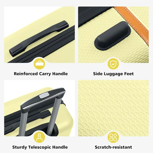 Vista 5 de AnyZip Equipaje ABS+PC Hardside maleta ligera con ruedas giratorias TSA Lock, Crema