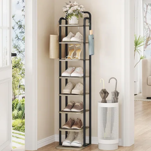 Vista 13 de Hzuaneri - Zapatero vertical, estantes para zapatos, organizador de madera para el armario, entrada, torre de zapatos para espacios pequeños, de pie