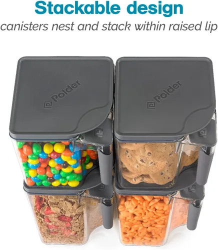 Vista 4 de Polder Handle-It - Recipiente de plástico sin BPA, contenedor apilable de almacenamiento de cocina, solución de almacenamiento de alimentos