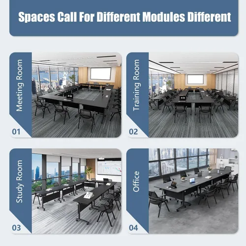 Vista 6 de Paquete de 4 mesas de conferencias plegables, mesa de entrenamiento modular Gris hierro profundo