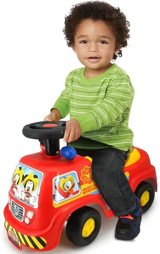 Vista 4 de Kiddieland Mickey - Camión de bomberos con luces y sonidos, vehículo infantil de pie a piso, tablero interactivo, 12-36 meses, límite de 55 libras