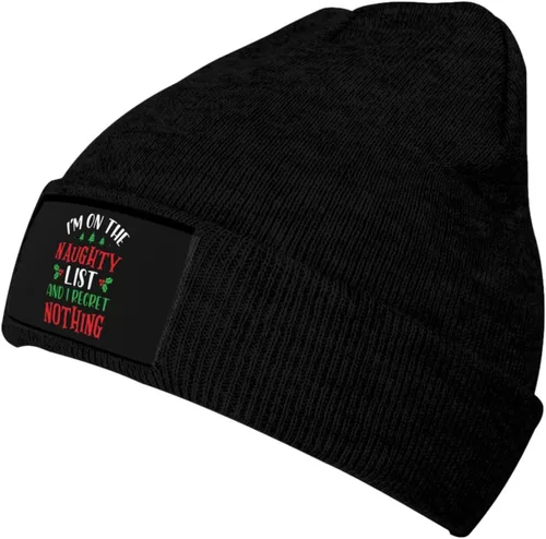 Vista 3 de FUNIAN Knit Beanie Warm and Cozy Winter Hat for Men and Women, I M On The Naughty List and I Regret Nothing Fashionable Accessories with Stylish