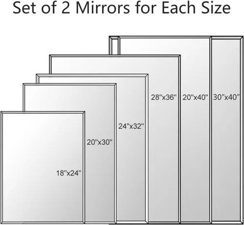 Vista 6 de Chende 20" x 40" 2 paquetes de espejo biselado grande para baño