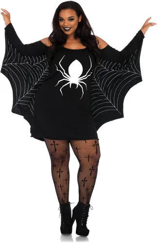 Vista 4 de Leg Avenue Women's Casual Jersey Halloween Shirt Dress Spiderweb
