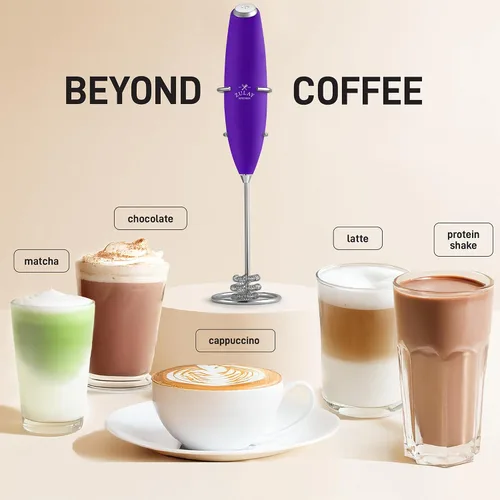 Vista 69 de Zulay Milk Boss Espumador de leche potente manual, hace espuma para latte, batidor para mezclar bebidas, café, miniespumador para capuchino, frappé