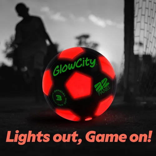 Vista 8 de GlowCity Balón de fútbol que brilla en la oscuridad - Tamaños 3, 4, 5 para niños, adolescentes y adultos - Balón de fútbol que se ilumina con 2