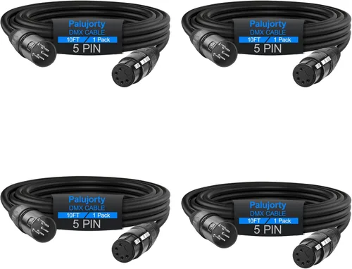Vista 10 de Paquete de 2 cables DMX de 5 pines de 10 pies con 3 conductores para iluminación de escenario y controlador
