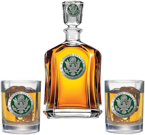 Vista 9 de Heritage Pewter Juego de decantador Appalachian State con 2 vasos combinados, vertedor de 24 onzas con 2 vasos dobles antiguos, vidrio de peltre