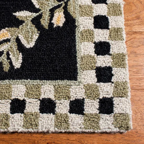 Vista 4 de SAFAVIEH Chelsea Collection - Alfombra decorativa de 1 pies 8 pulgadas x 2 pies 6 pulgadas, color negro, lana de campo francesa enganchada a mano