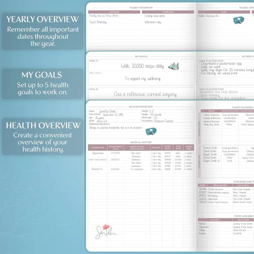 Vista 5 de Legend Medical Planner - Planificador Médico de 12 Meses, Diario Rastreador de Salud para Seguir Comidas, Síntomas, Presión Arterial, Resultados