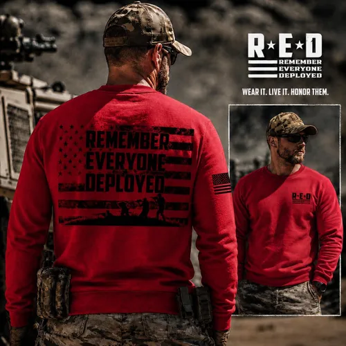 Vista 3 de Wild Bobby RED Friday US Military Shirt Remember Everyone Deployed Flag American Pride Unisex Sweatshirt