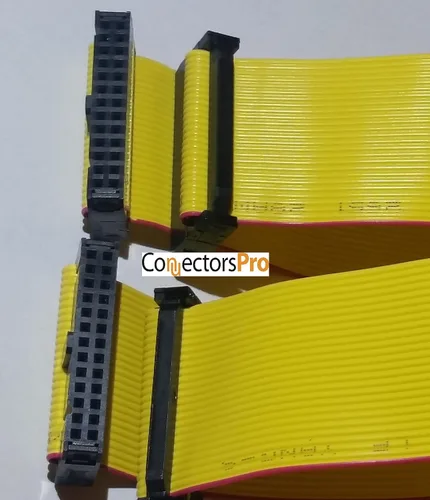 Vista 3 de Paquete de 2 conectores hembra IDC 2x13 26P 0.100 in 5.9 in 5.5 pulgadas, cable de cinta plano amarillo, filas dobles 26 pines 0.1" paso FC F/F