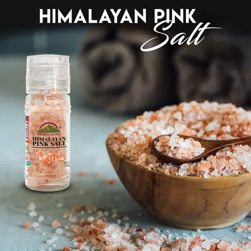Vista 5 de Himalayan Chef Juego de molinillo de sal rosa y pimienta negra del Himalaya, 5.3 onzas cada uno, molinillo de vidrio ajustable y recargable