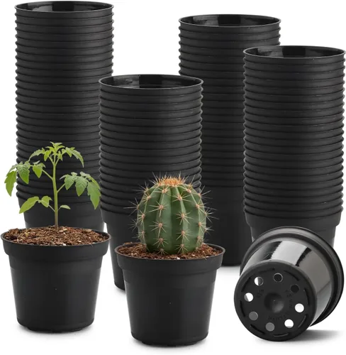 Vista 11 de RooTrimmer Paquete de 160 macetas negras de 3 pulgadas, plántulas de plástico, iniciador de semillas, macetas de germinación con drenaje