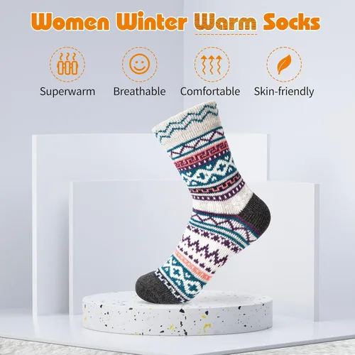 Vista 2 de HiTauing Paquete de 10 calcetines para mujer, calcetines de lana de invierno, regalos para mujer, suaves, cálidos, gruesos, acogedores, calcetines