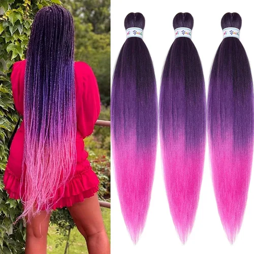 Vista 39 de Pelo trenzado corto 1B negro preestirado Extensiones de pelo trenzado para niños para trenzas de caja sin nudos, pelo trenzado preestirado de 16