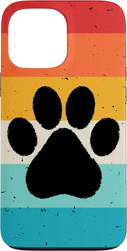 Vista 24 de iPhone 16 Gato Perro Paw Print en estilo retro Vintage Case