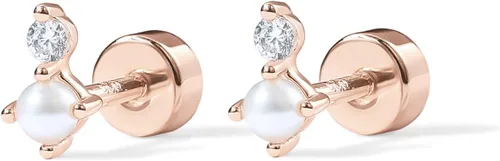 Vista 3 de PAVOI 14K Gold Plated Sterling Silver Posts Dainty Mini Multi-Shape Flat Back Stud Earring Pack for Women Helix Cartilage Piercing Jewelry