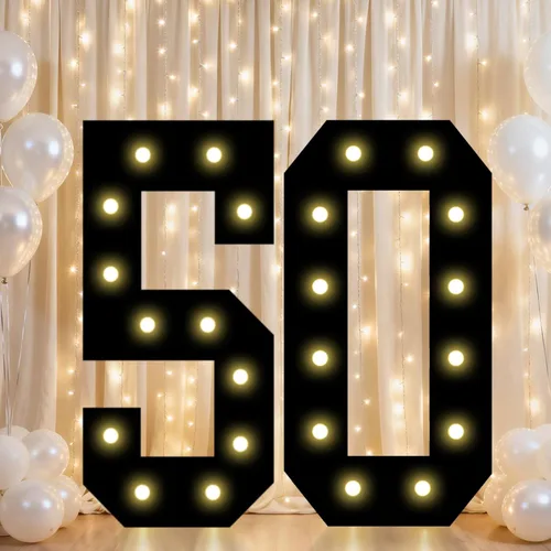 Vista 80 de Pooqla - Números iluminados negros, decoraciones de cumpleaños 50 para hombres Number 50