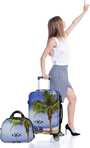 Vista 4 de World Traveler Palm Tree Hardside - Juego de equipaje giratorio de 2 piezas, tamaño único, Palm Tree, Juego de equipaje giratorio de mano de 2