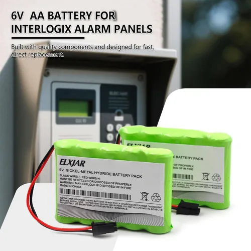 Vista 5 de Paquete de 2 baterías AA de 6 V 2000 mAh para paneles 600-XTI-BAT Simon XTi XTi-5 Ni-MH rechargeable battery packs replace 600XTIBAT for GE