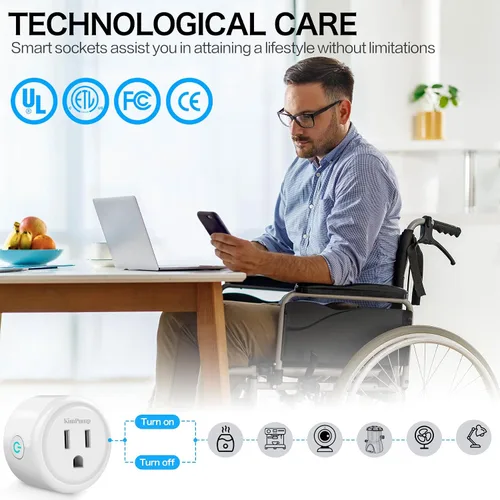 Vista 6 de KimPump Enchufes inteligentes WiFi, enchufe controlado por aplicación, compatible con Alexa y Google Home, enchufe de salida inalámbrico