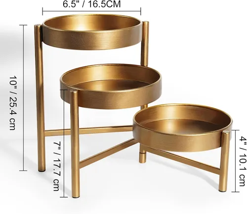 Vista 2 de Harvest Land - Soporte para plantas de 3 niveles para interiores, estante de flores de metal, soporte de mesa para jardín, balcón, sala de estar