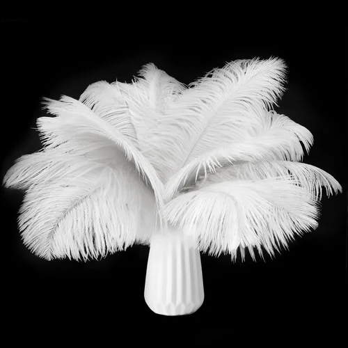 Vista 16 de Kit de plumas de avestruz natural en masa color beige de 15-17 pulgadas (38-43 cm), 80 piezas. Los kits contienen plumas de 8-10 pulgadas y palos