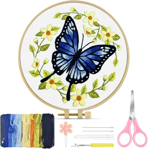 Vista 11 de TINDTOP Kit de Bordado para Principiantes Adultos, Kit de Bordado de Pájaros para Principiantes, Incluye Tela de Bordado Aros Hilos para Amantes