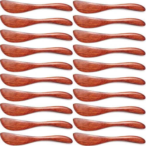 Vista 2 de Juego de 20 esparcidores de mantequilla de madera para queso de mermelada de maní (BK-01 (20 piezas)