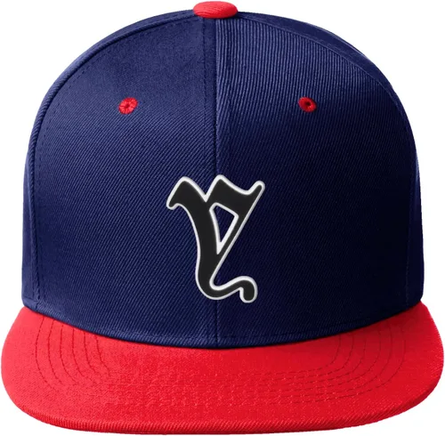 Vista 383 de Daxton Gorra clásica con visera de billete plano con letras del alfabeto inglés antiguo de la A a la Z