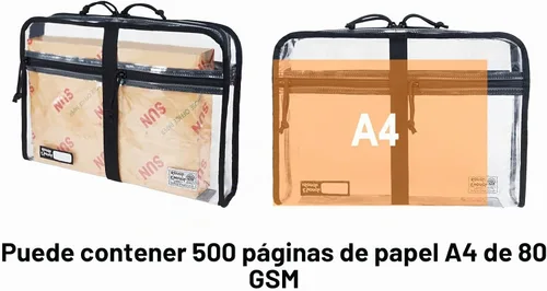 Vista 4 de Rough Enough Clear Document Bag Plastic File Folder Pouch Organizer Art Portfolio Case Small for A4 Paper Notebook School Supplies Important Document
