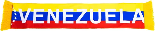 Vista 2 de Juego de 2 accesorios de bufanda y pañuelo para fanáticos del equipo de fútbol de Venezuela con colores de bandera y nombre de país impreso