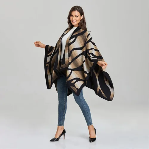 Vista 5 de Bakerdani Manta cruzada de invierno para mujer, poncho y chal