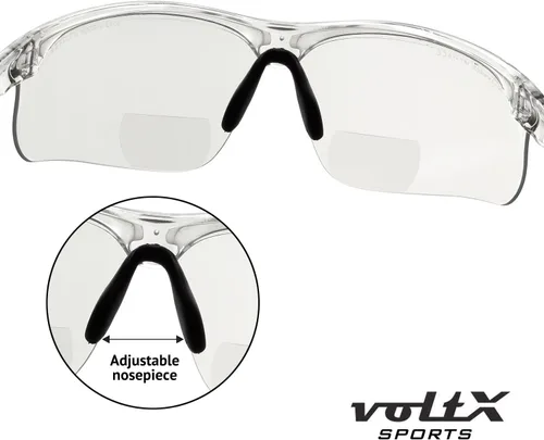 Vista 5 de voltX 'ULTIMATE SPORTS' Gafas de seguridad bifocales (montura transparente, lente transparente + 1.0 dioptrías) – Lente UV400 con revestimiento
