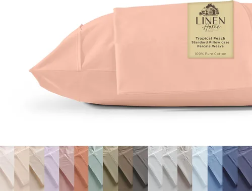 Vista 10 de Fundas de almohada 100% algodón percal con encaje fluer tamaño Queen/estándar, color blanco, 2 piezas de fundas de almohada, ropa de cama fuerte