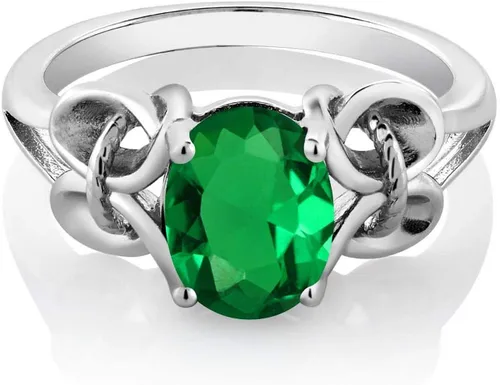 Vista 100 de Gem Stone King Anillo de compromiso ovalado con piedra natal para mujer, plata de ley 925, ovalado de 0.354 x 0.276 in, anillo de compromiso
