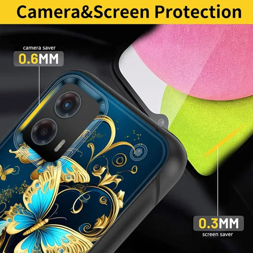 Vista 5 de Funda para Moto G 5G 2023, de doble capa, resistente a prueba de golpes, con soporte, funda protectora militar a prueba de caídas para Motorola Moto