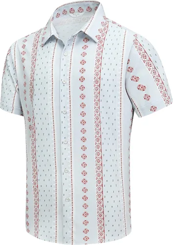 Vista 18 de SheLucki - Camisa hawaiana para hombre, unisex, de manga corta, con botones, para la playa y el verano, ropa casual estampada con sombra de palmas