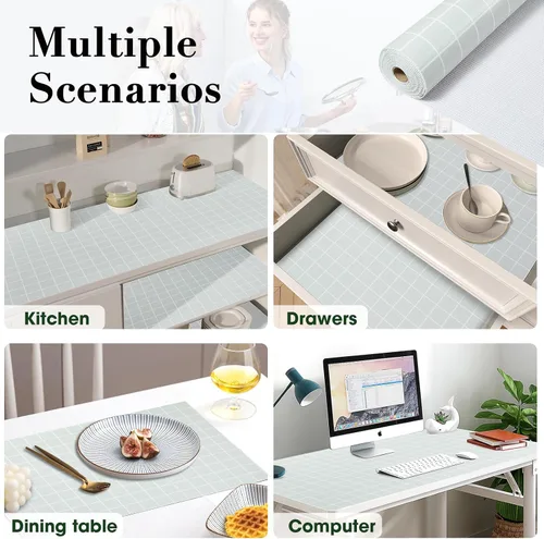 Vista 9 de Revestimiento de cajones y estantes para armarios de cocina, revestimiento de gabinetes no adhesivo, revestimiento de papel antideslizante, grueso