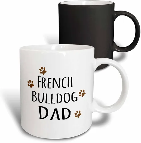 Vista 8 de 3dRose French Bulldog Dog Dad-Doggie by Breed-Brown - Taza con estampado de patas fangosas, 11 onzas, color negro