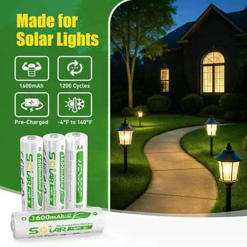 Vista 2 de Paquete de 12 baterías recargables AA de 1600 mAh para luces