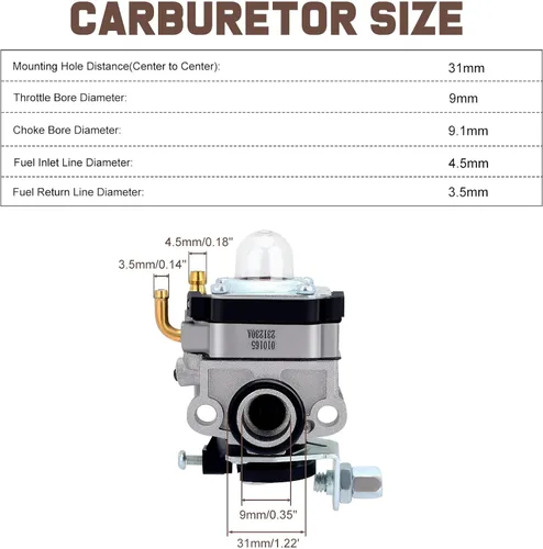 Vista 3 de Carburador FG100 GX31 para Honda FG100 Tiller GX22 GX31 Piezas de repuesto de filtro de bombilla de cebador de carbohidratos 16100-ZM5-A95